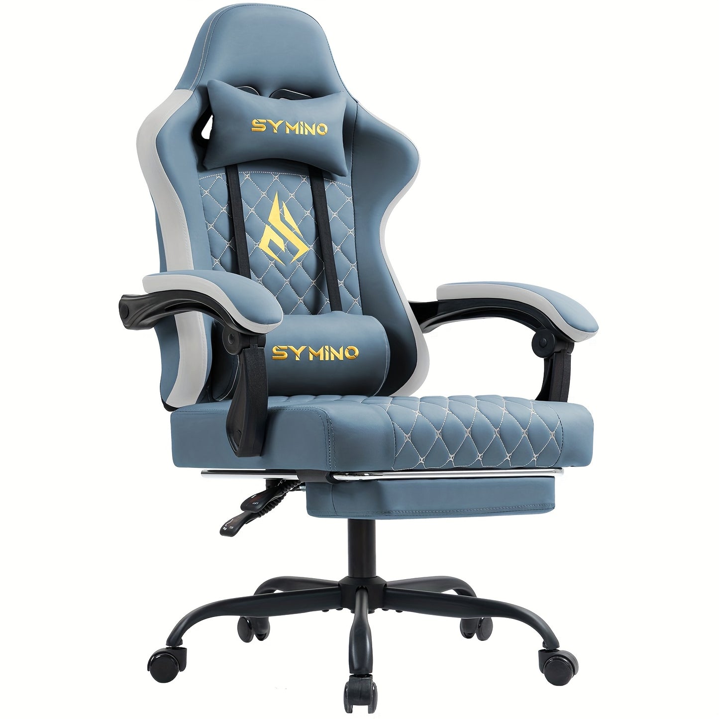Fauteuil SYMINO JD183437 – Cuir Rembourré, Repose-pieds, Rotatif, Confort Mémoire