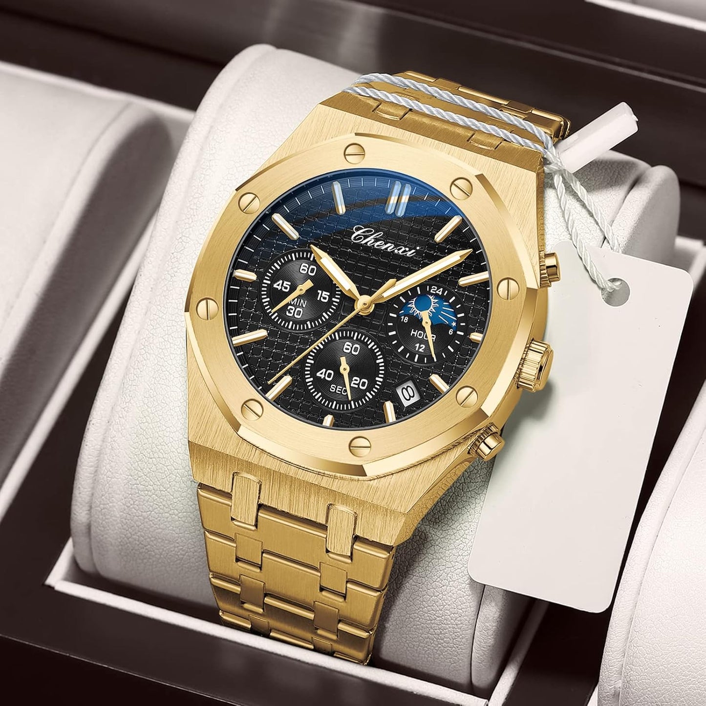 ⌚ Montre Homme Luxe Quartz Chronographe – Bracelet Acier Inoxydable