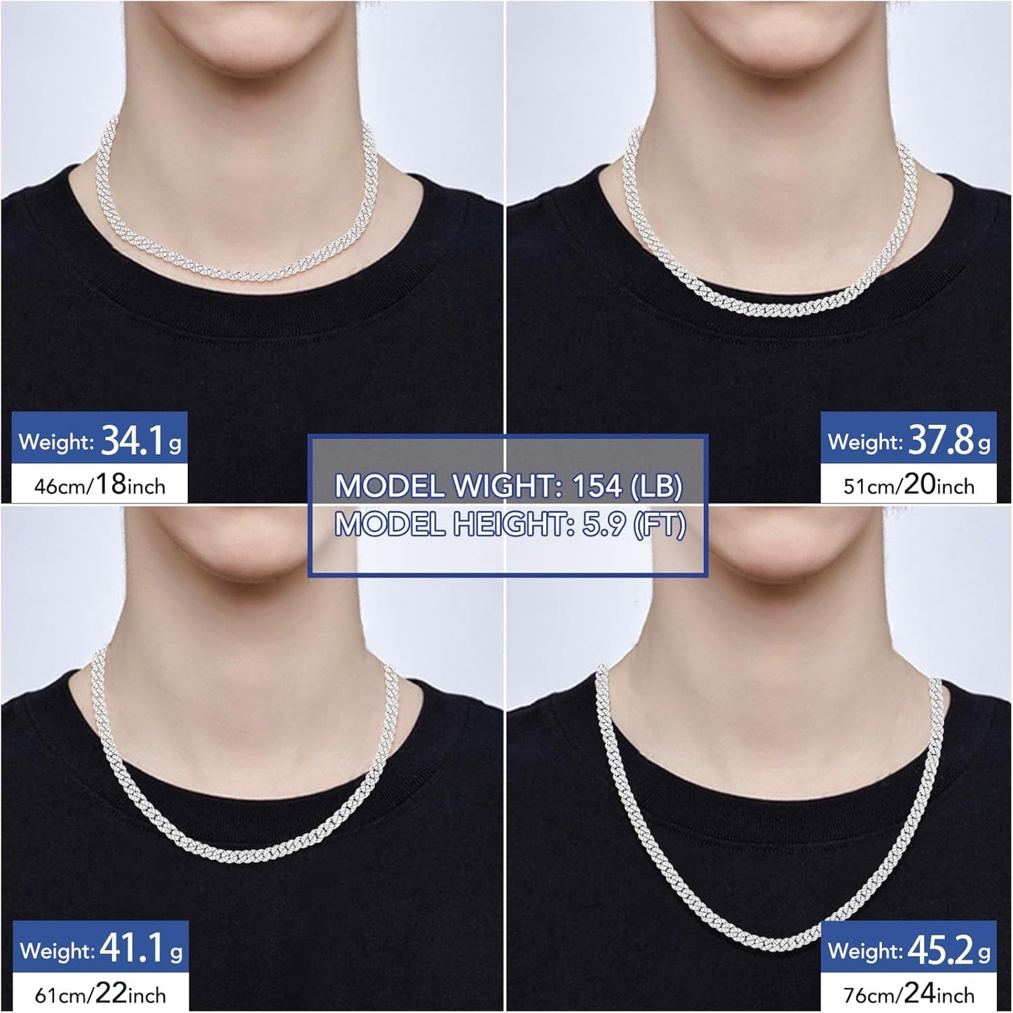 Chaîne Moissanite Cuban Link – 5.3 à 7 Carats, 6MM, Plaqué Or 18K & Argent Sterling