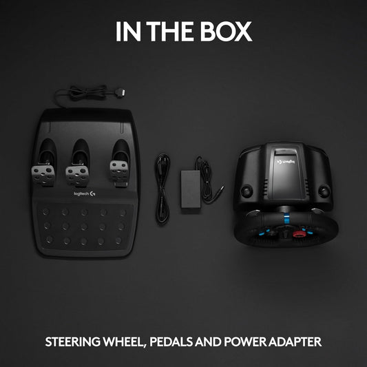 29 Driving Force Racing Wheel and Floor Pedals, Real Force Feedback, Stainless Steel Paddle Shifters, Leather Steering Wheel Cover for PS5, PS4, PC, Mac - Black