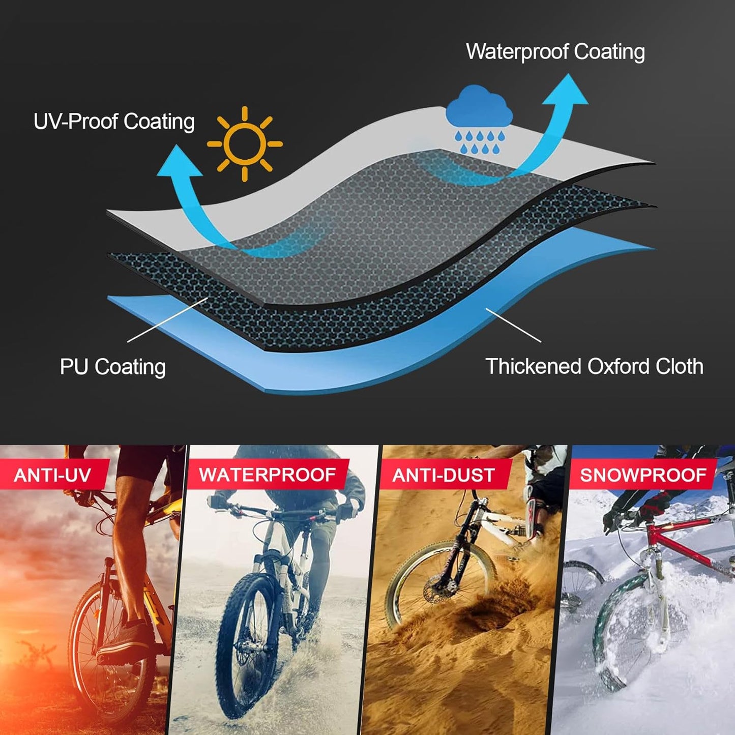 🚴 Housse de Protection Extérieure 1 Vélo – Ultra Résistante & Imperméable (600D)