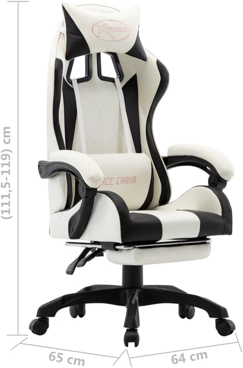 LARRYHOT Fauteuil de Jeux Vidéo et Bureau – Noir et Blanc