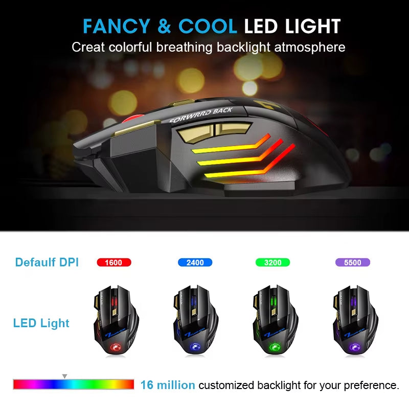 Souris sans fil rechargeable Bluetooth Gamer avec rétroéclairage RGB