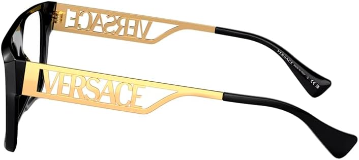 👓 VERSACE VE 3326U GB1 – Lunettes de Vue Rectangulaires Noir & Or 55mm