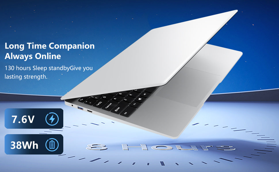 Ordinateur Portable 15.6 pouces 8GB DDR4 RAM 256GB SSD Win11 Celeron N4000 Ultra-Léger