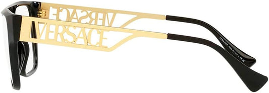 👓 VERSACE VE 3326U GB1 – Lunettes de Vue Rectangulaires Noir & Or 55mm