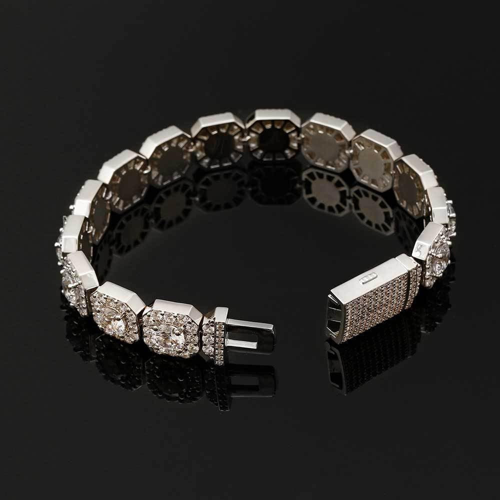 Bracelet Hip-Hop Luxe en Or 18K avec Moissanites – Unisexe, Finition Italienne