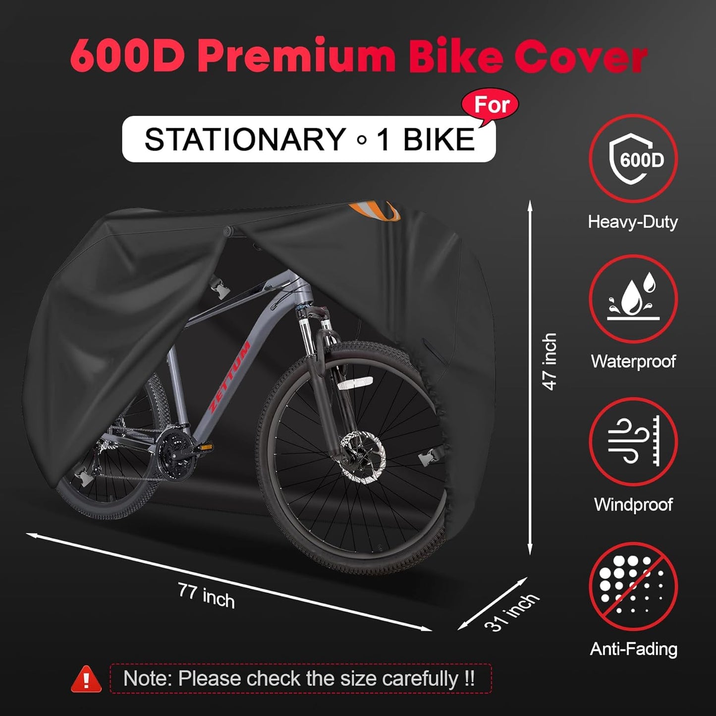 🚴 Housse de Protection Extérieure 1 Vélo – Ultra Résistante & Imperméable (600D)