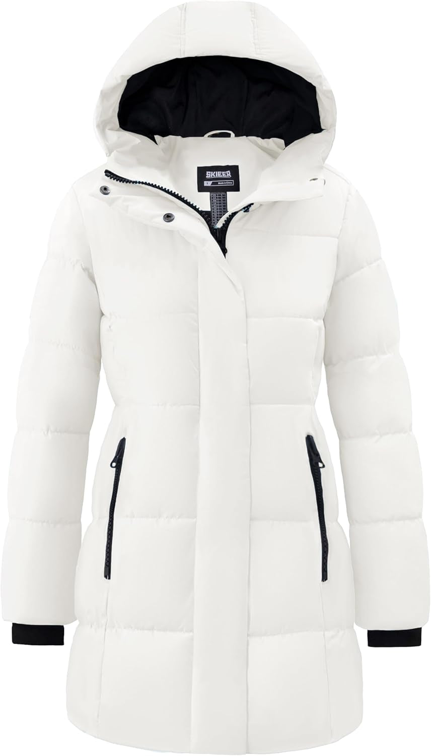 Veste en cuir pour femme avec col en fourrure, manteau parka d'hiver à manches longues