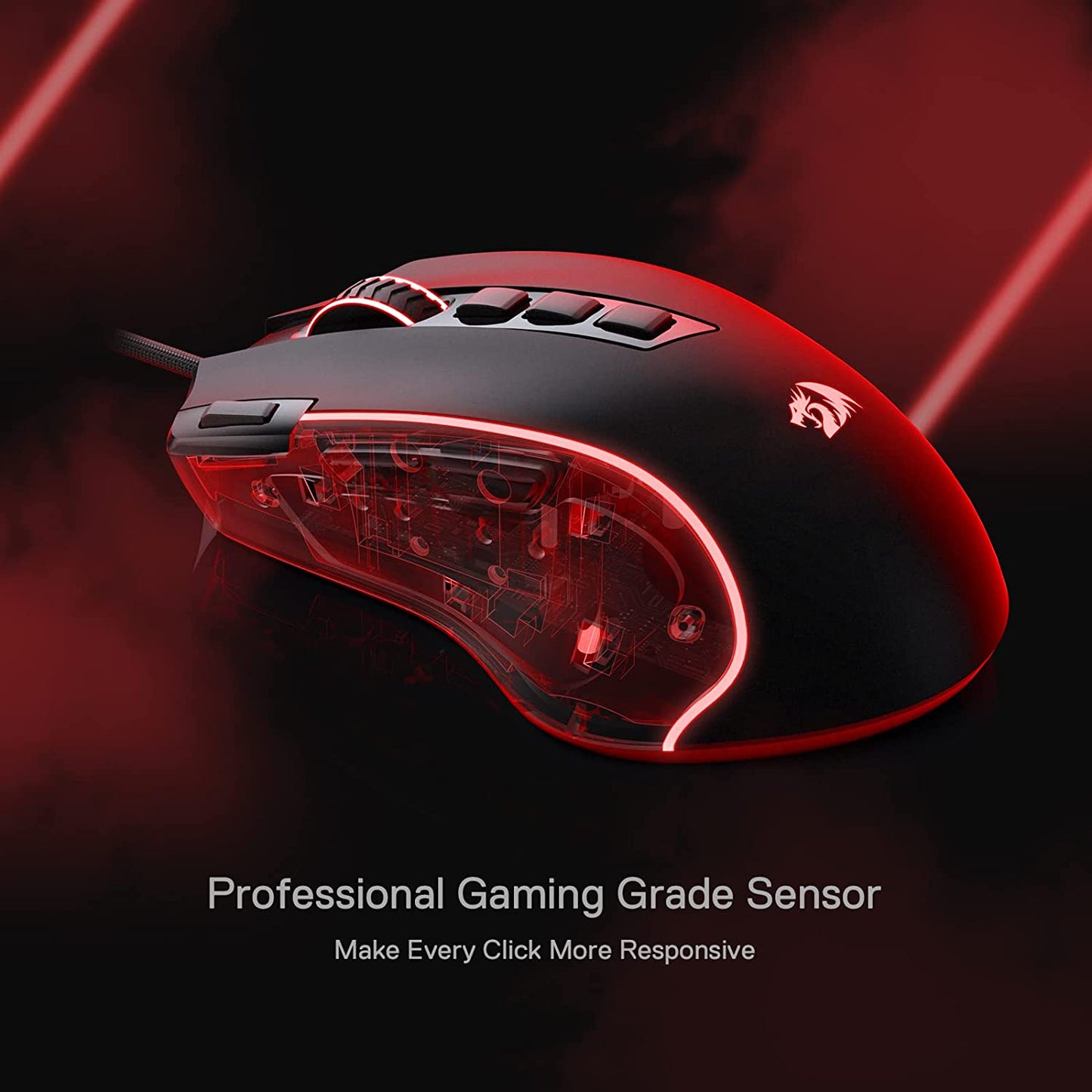 M612 Predator RGB Souris de Jeu - 8000 DPI, 11 Boutons Programmables, 5 Modes Rétroéclairés, Logiciel avec Bouton de Tir Rapide