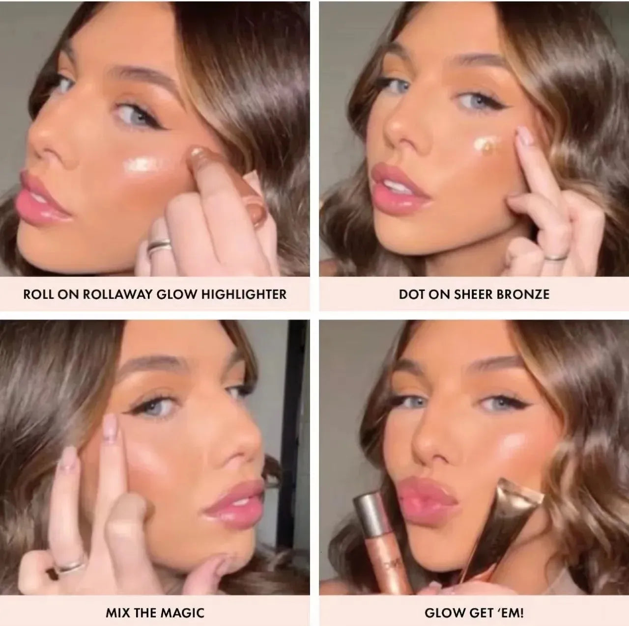 3Pcs Mix Body Highlighter Bronze Oil Shimmer Rolling Ball