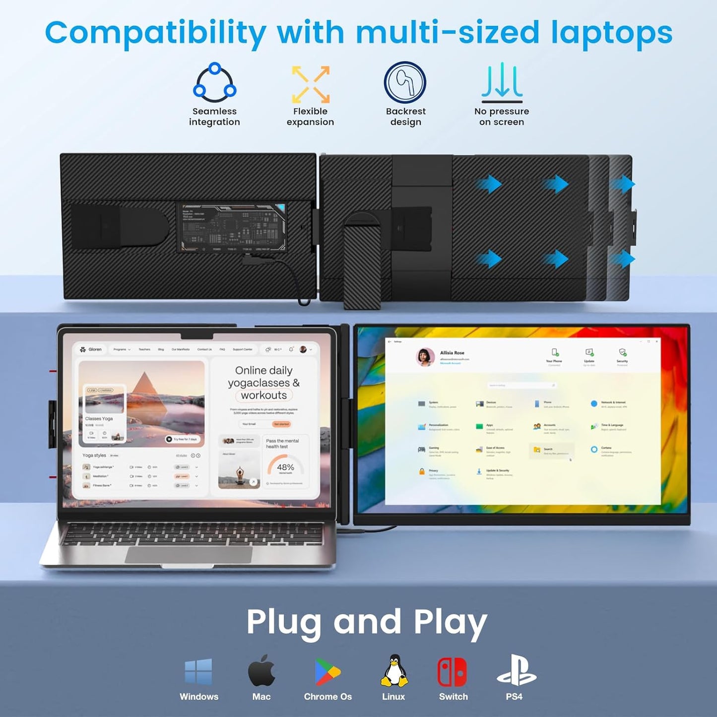 Moniteur Portable 15.6” FHD – 120% sRGB | Extenseur d’Écran Laptop