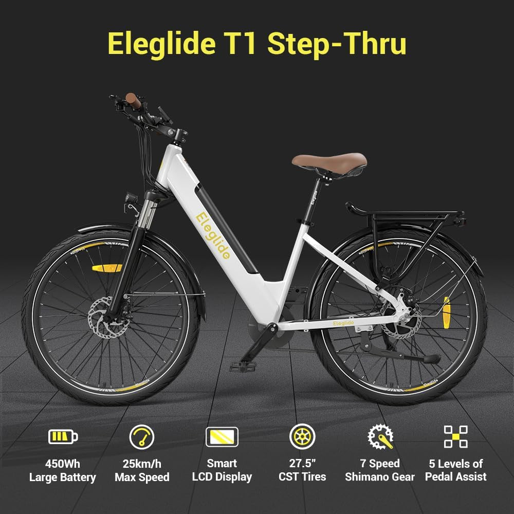 Vélo Électrique Eleglide T1 Step-Thru - VTC Urbain 27,5" | Moteur 250W | Batterie 36V 12,5Ah | 7 Vitesses | E-Bike Homme/Femme