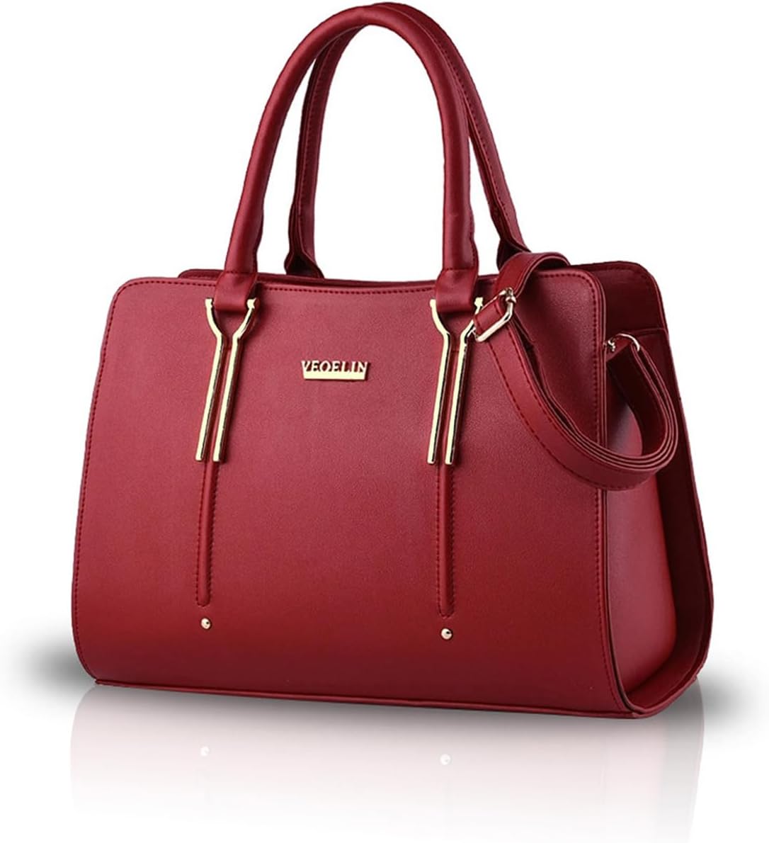 Femmes Sacs À Main Sac D'Épaule Sacs À Main Portés Main En Cuir PU Sac Messenger Grande Capacité Sac Bandoulière Sac Fourre-Tout Vin Rouge