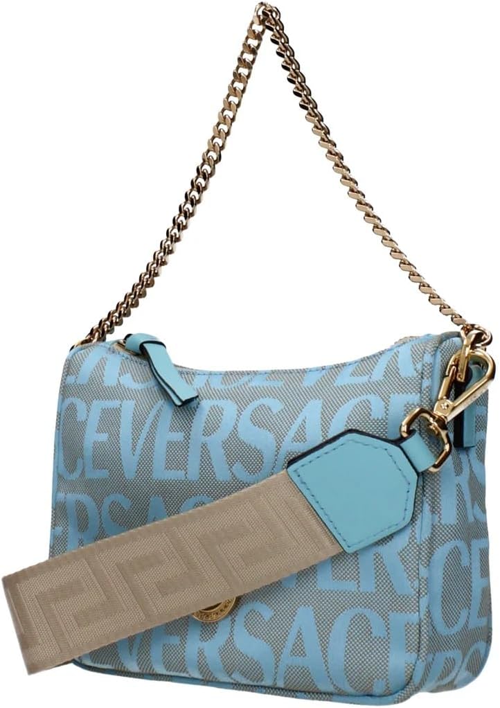 💙 Medusa – Sac Bandoulière Femme en Tissu Bleu & Cuir