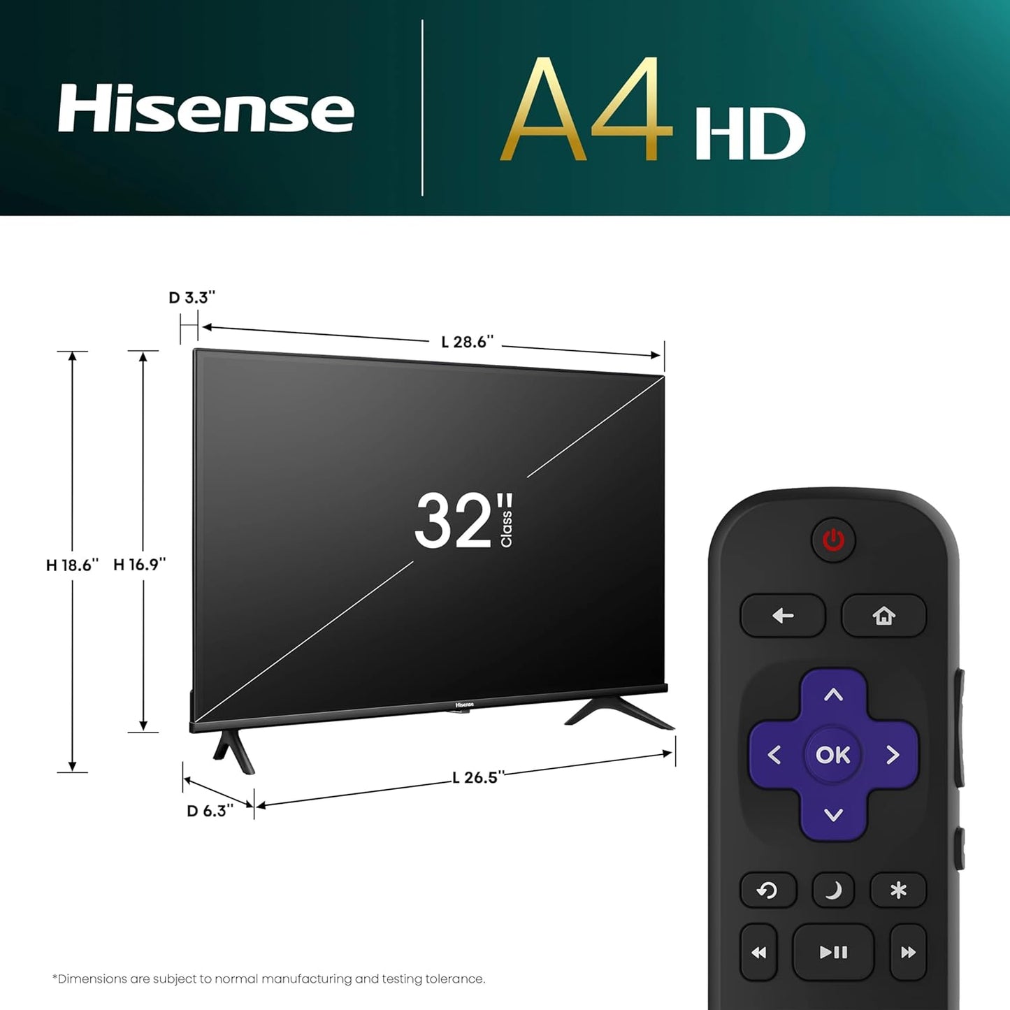 32-Inch Class A4 Series HD 720P Smart Roku TV with Alexa Compatibility (32A4HNR, 2024 Model)