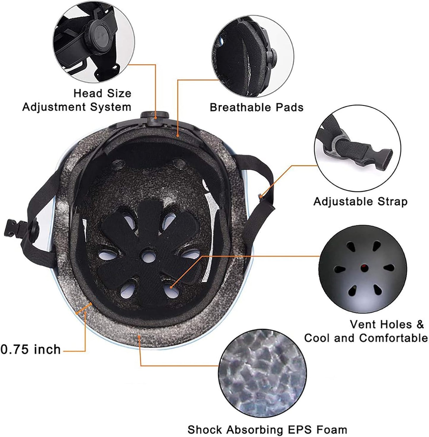 Casque pour tout-petits de 2 à 4 ans Casques de vélo pour enfants de 2 à 8 ans Casque multisports pour bébés filles et garçons Casque de skateboard réglable Casque de vélo léger 2 tailles pour les tout-petits et les jeunes