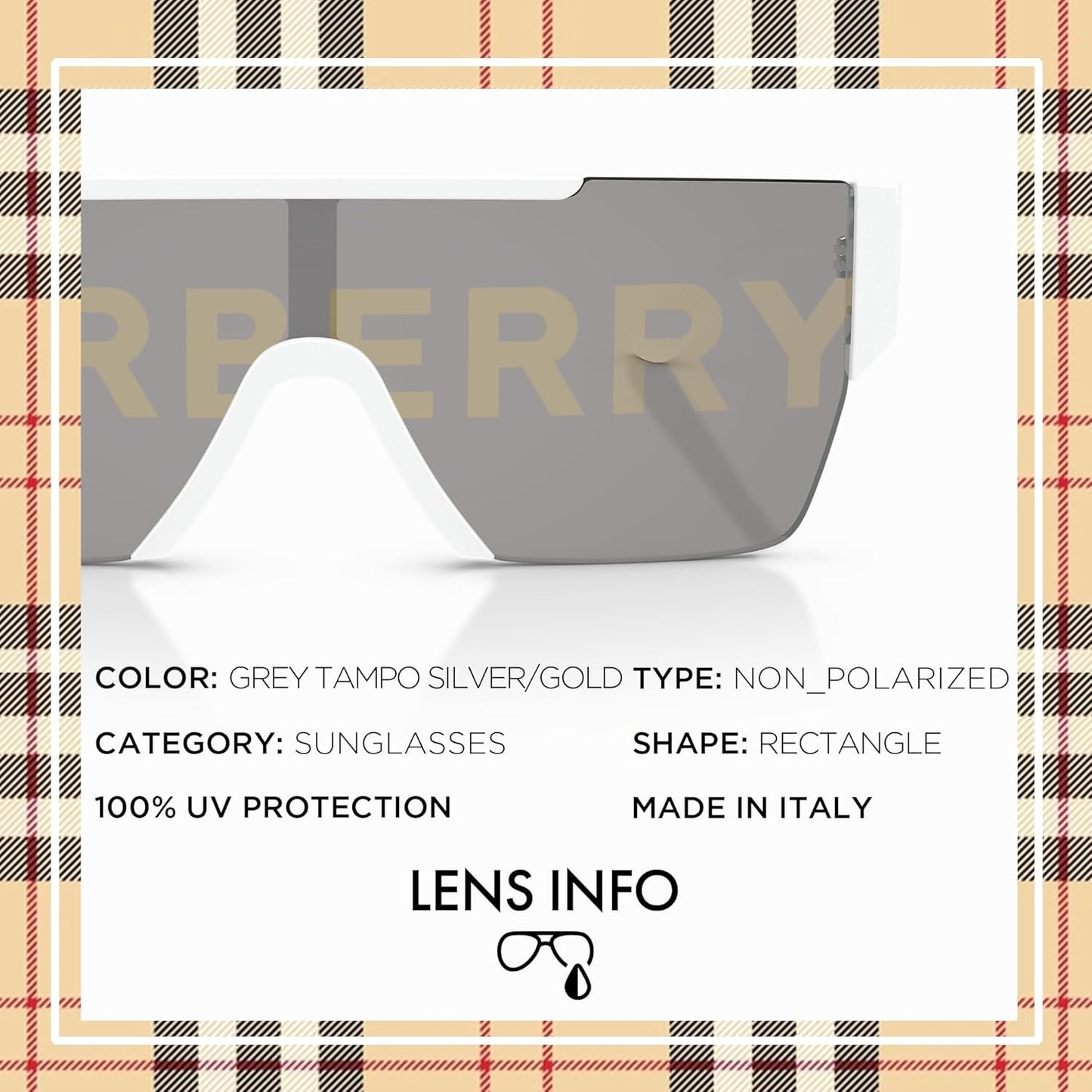 đ¶ïž BURBERRY BE4291 â Lunettes de Soleil Rectangulaires pour Homme avec Kit Luxe eSHADES