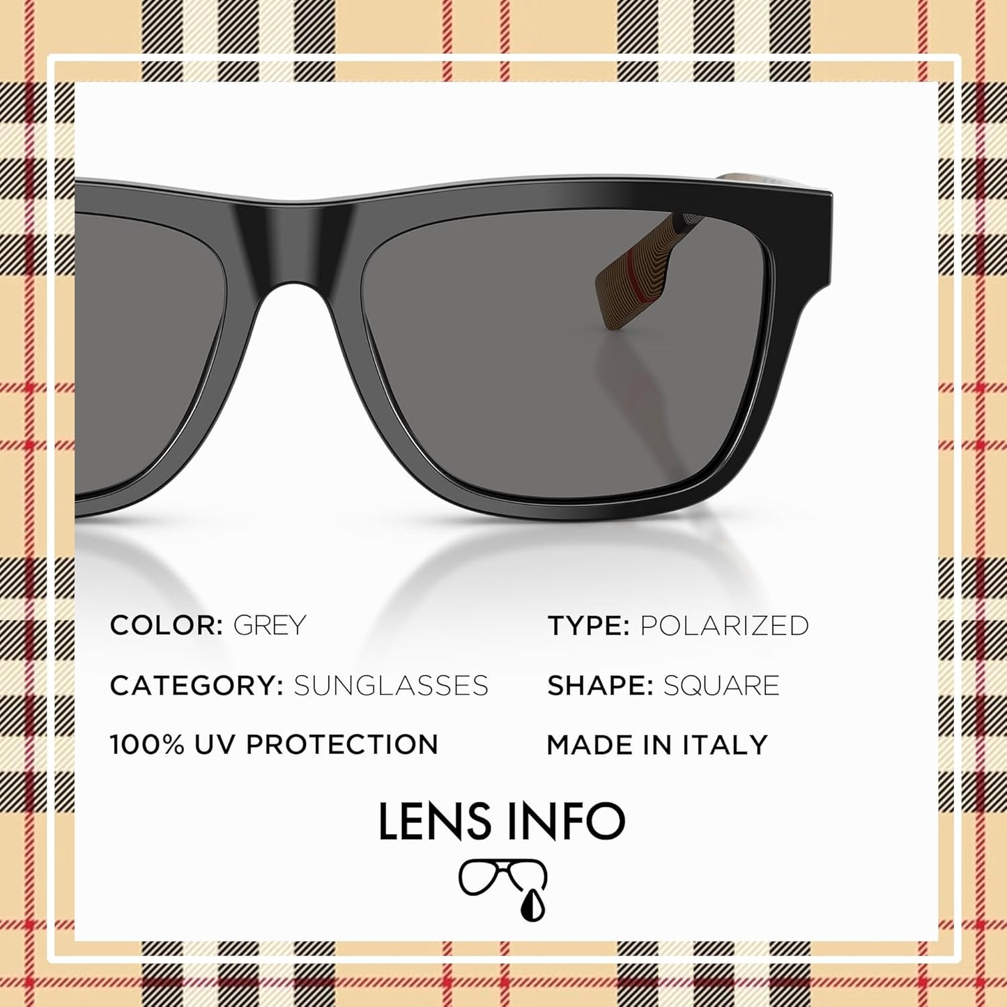 đ BE4431U â Lunettes de Soleil CarrĂ©es Femme avec Kit Luxe eSHADES | Ajustement Universel