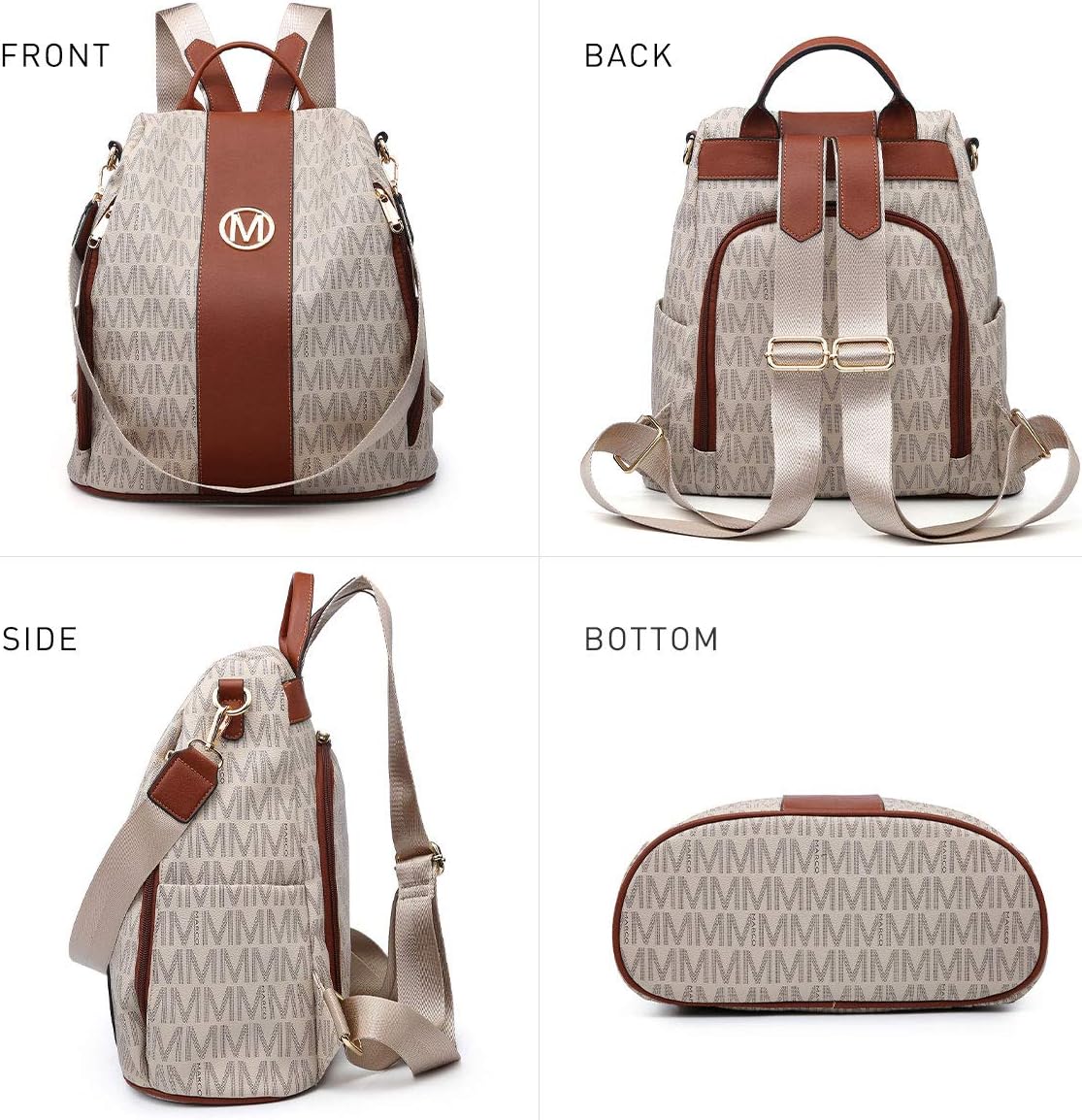 🎒 Sac à Dos Femme – 2 Pièces avec Poches Multiples et Design Anti-Vol