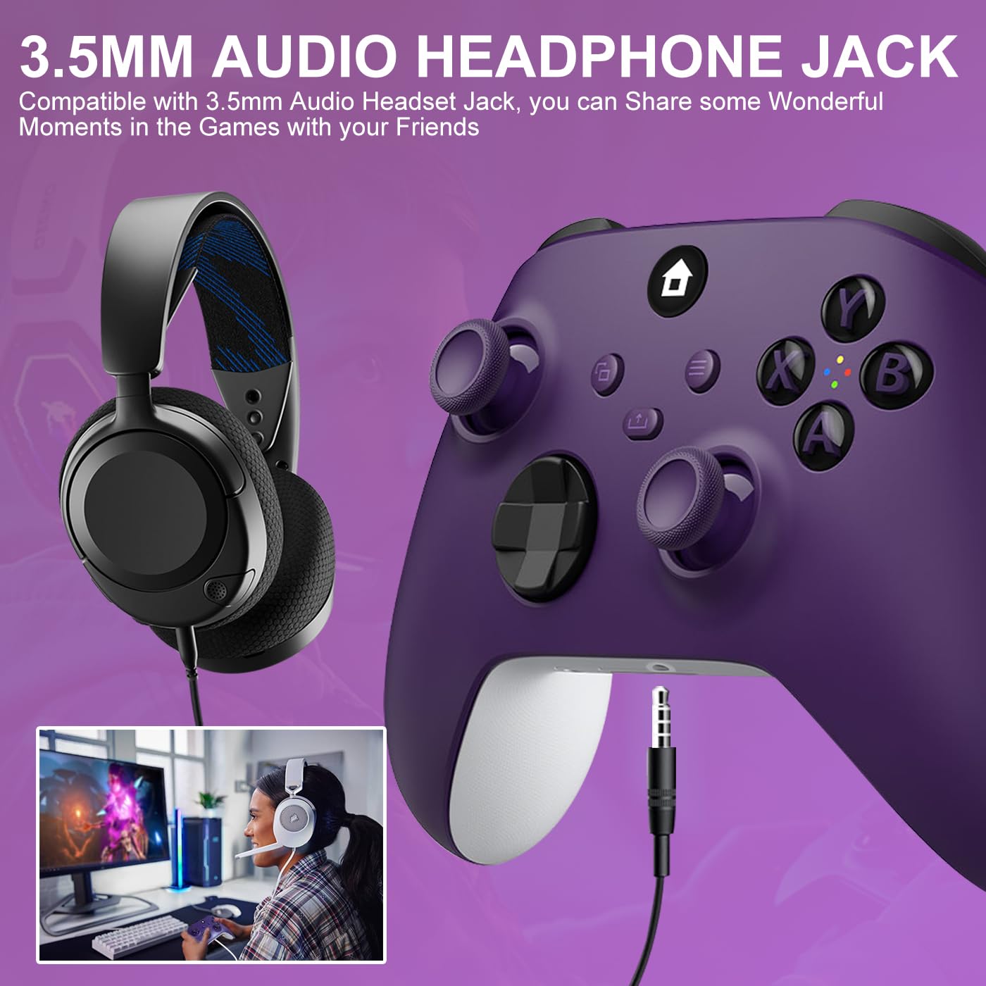 🎮 Manette Sans Fil Xbox – Violet (2.4 GHz, Compatible Xbox & PC)