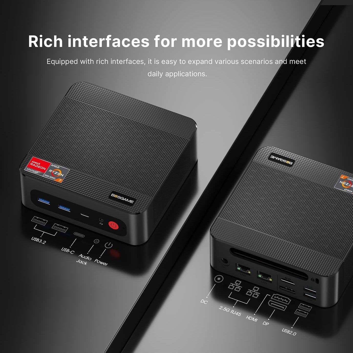 Mini Gaming PC P4 - AMD Ryzen 7 5700U, 32 Go RAM, 1 To SSD, 4K Triple Display, Windows 11 Pro