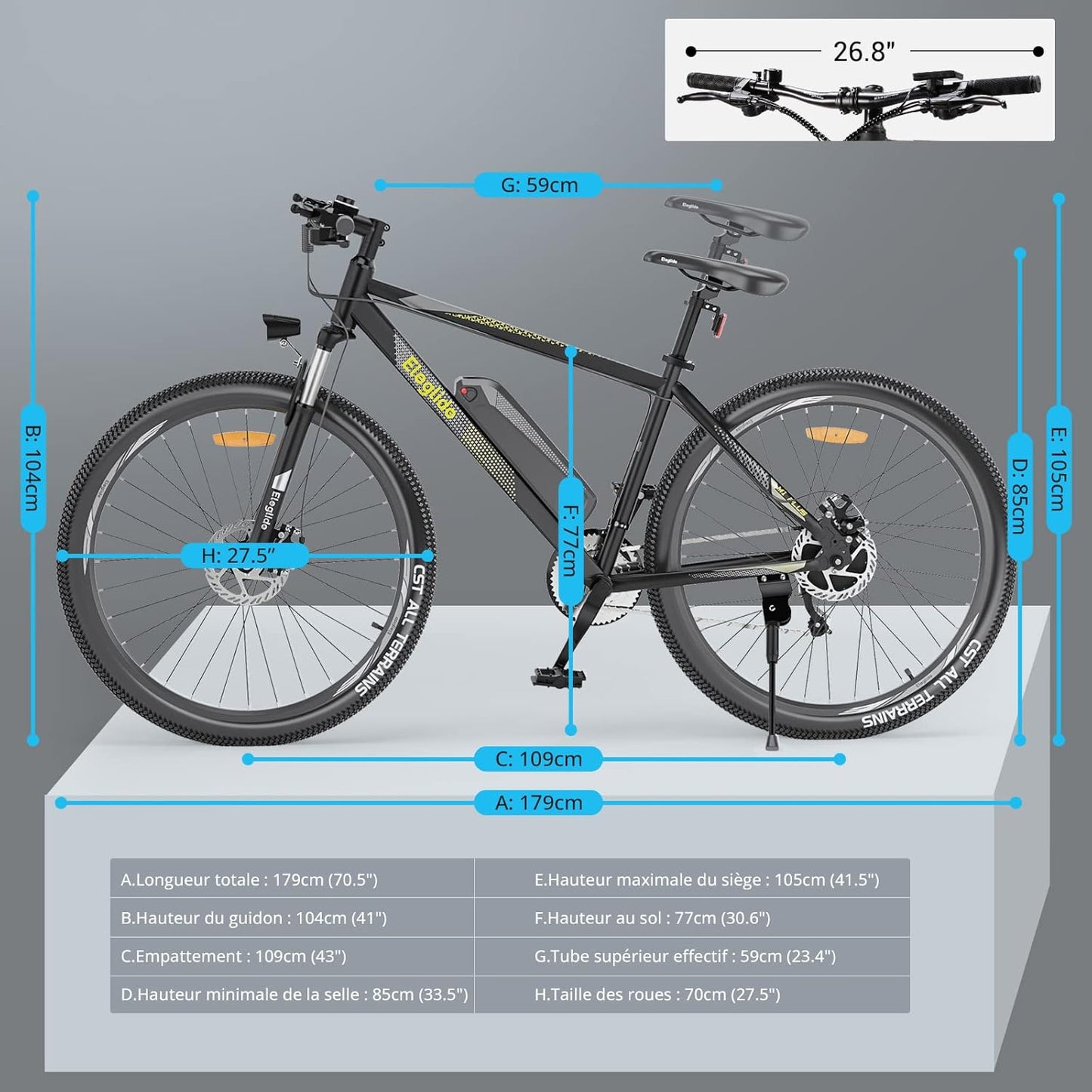 Vélo Électrique Eleglide M1 Plus VTT 27,5"/29" - Batterie 12,5 Ah, Écran LCD, 21 Vitesses, 3 Modes de Conduite - Idéal pour l'Aventure