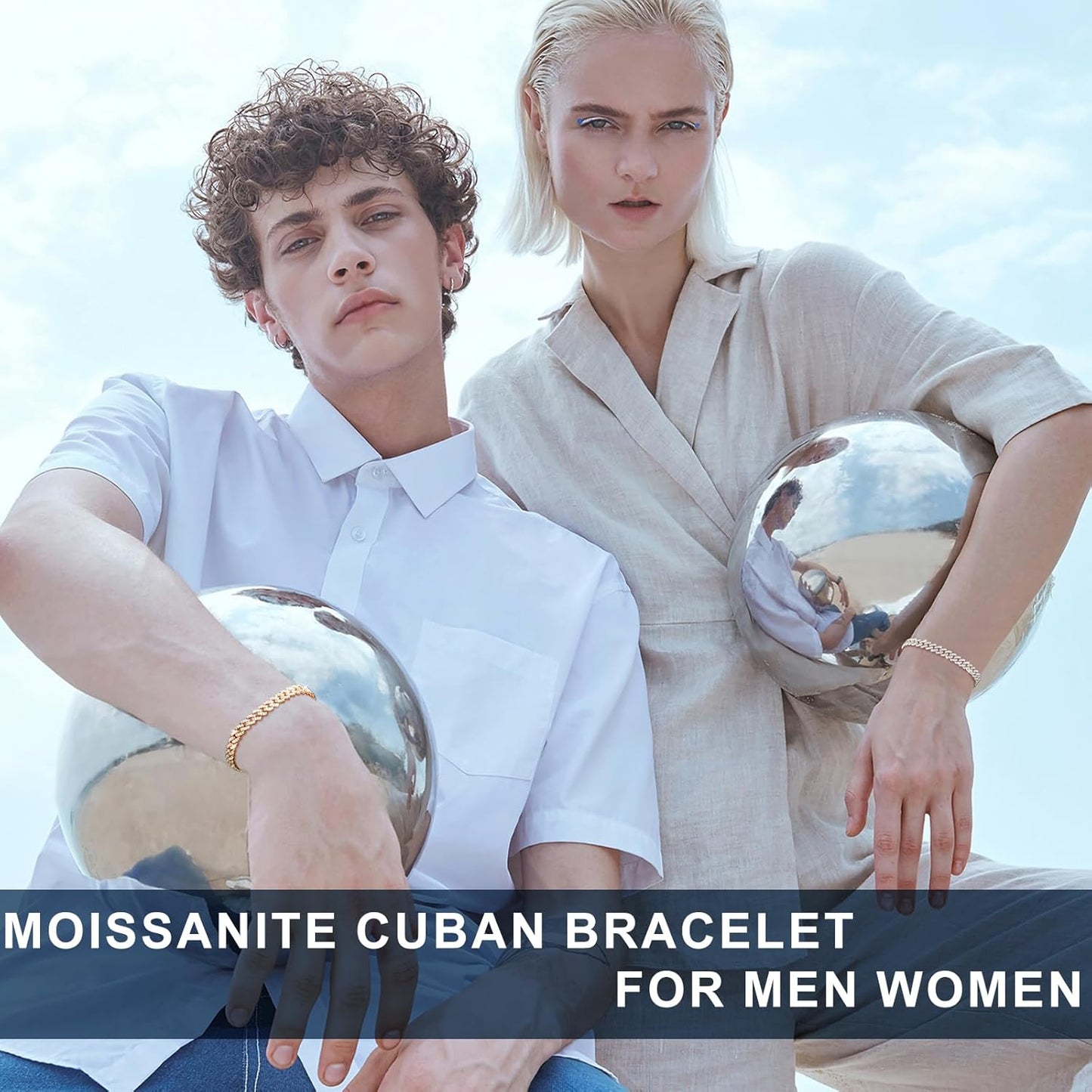 Bracelet Homme Moissanite 1.72-2.52 Carats – 6MM, Plaqué Or Blanc 18K & Argent 925