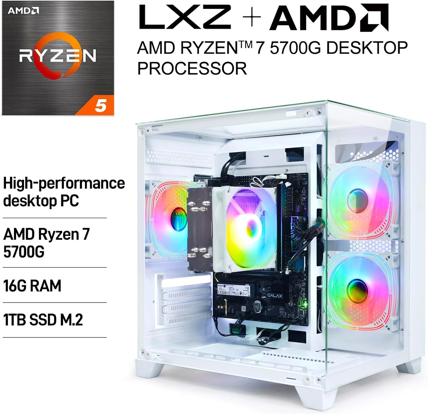 LXZ Desktop Computer with AMD Ryzen 7 5700G