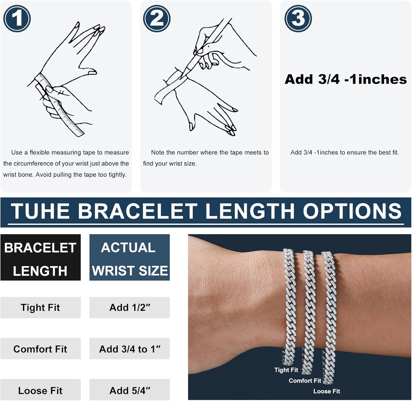 Bracelet Homme Moissanite 1.72-2.52 Carats – 6MM, Plaqué Or Blanc 18K & Argent 925