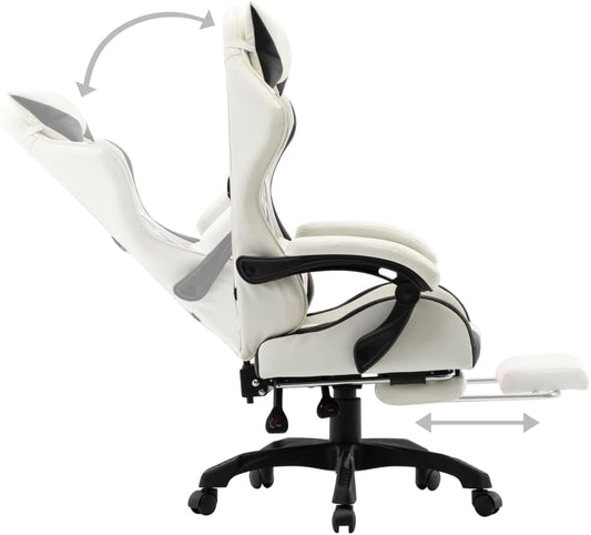 LARRYHOT Fauteuil de Jeux Vidéo et Bureau – Noir et Blanc