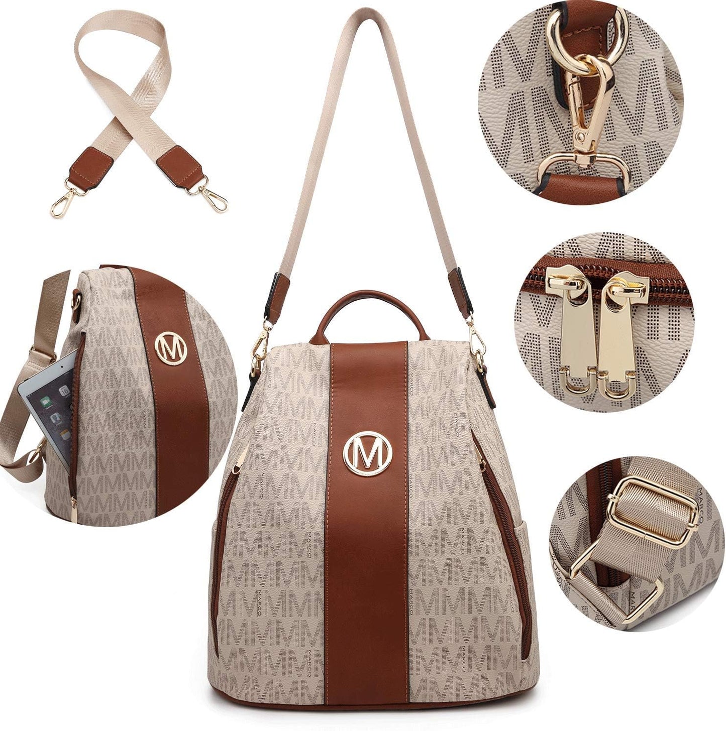 🎒 Sac à Dos Femme – 2 Pièces avec Poches Multiples et Design Anti-Vol