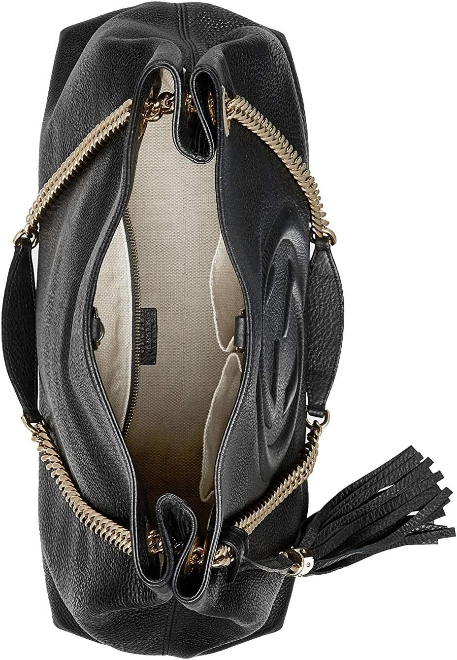 đ€ Soho Medium â Sac Ăpaule Noir & ChaĂźne DorĂ©e