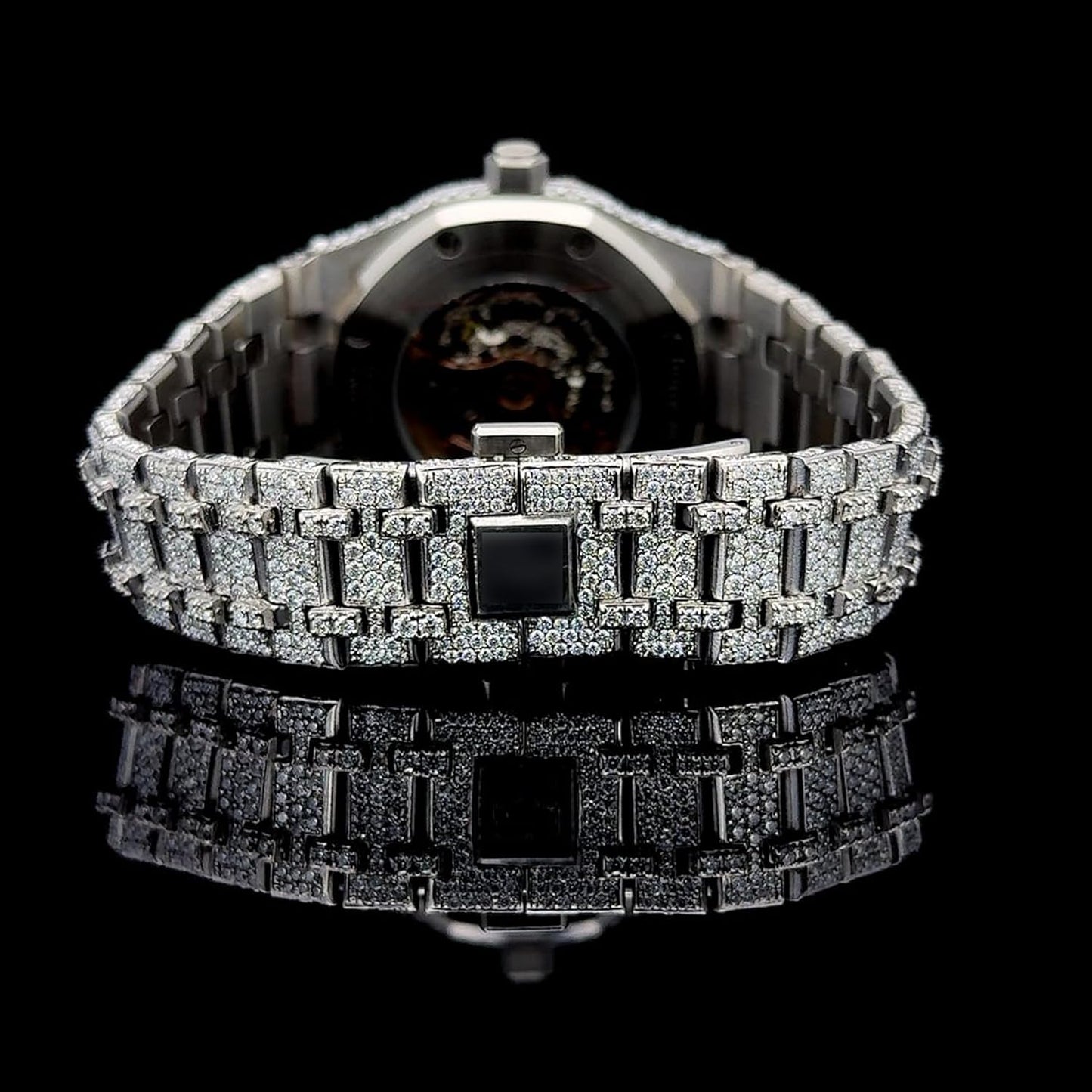 Montre Iced Out de Luxe – Moissanite 25 Carats, Mouvement Automatique, Finition Deux Tons Argent