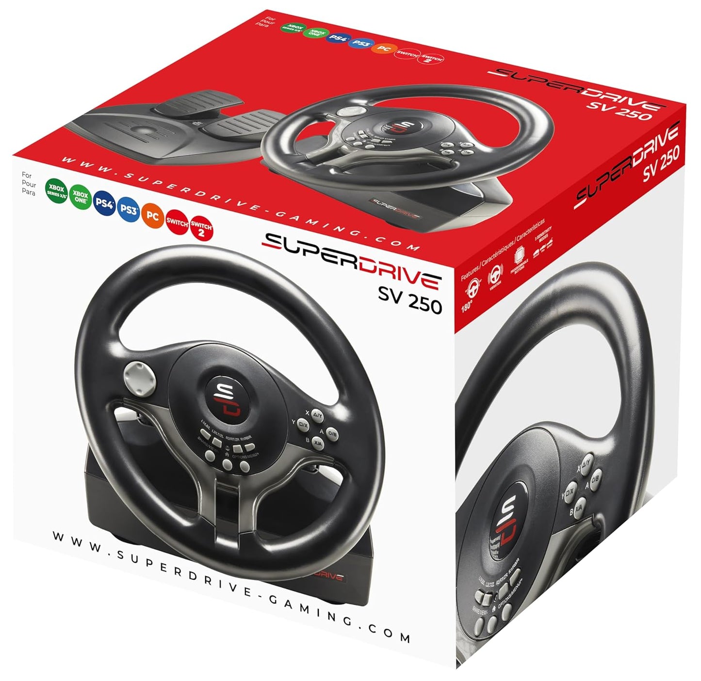 - Superdrive SV250 Steering Wheel with Pedals and Gearshift Paddles Racing Wheel for Nintendo Switch 2 - Switch - Ps4 - Xbox Seie X/S, Xbox One - PC