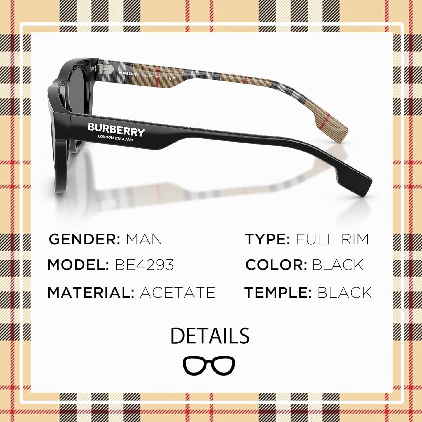 đ BE4431U â Lunettes de Soleil CarrĂ©es Femme avec Kit Luxe eSHADES | Ajustement Universel
