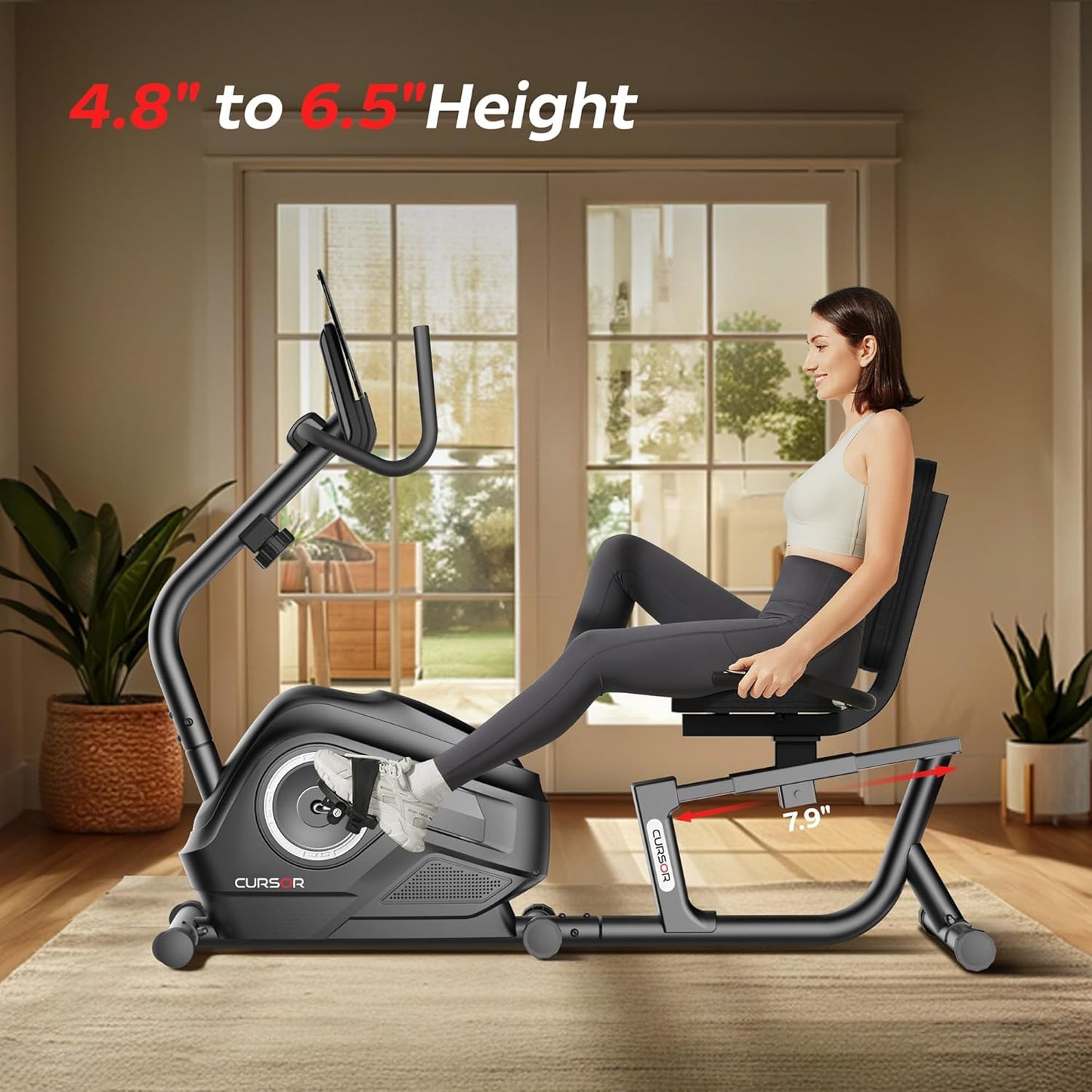 Vélo d’Appartement Semi-Allongé CURSOR FITNESS – Résistance Magnétique 16 Niveaux, Silencieux & Confort Premium