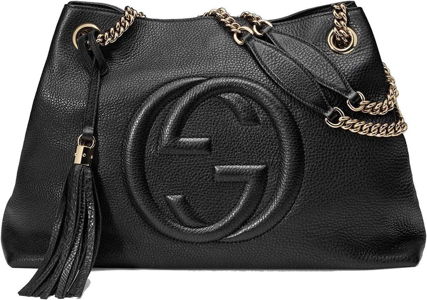 đ€ Soho Medium â Sac Ăpaule Noir & ChaĂźne DorĂ©e
