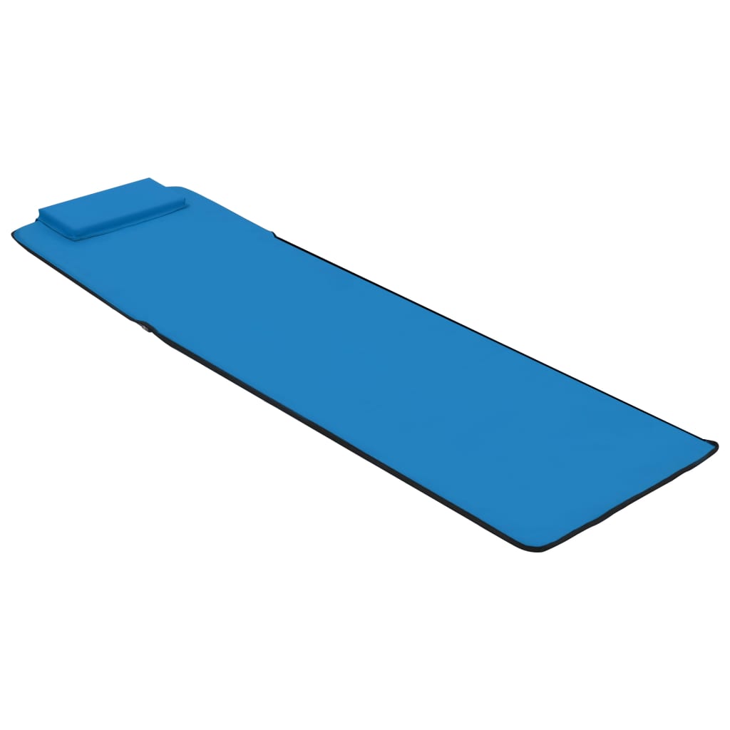 Tapis de plage pliables 2 pcs Acier et tissu BleuChaises longues d'extérieur, meubles de jardin, de piscine, fournitures pour la maison, décoration