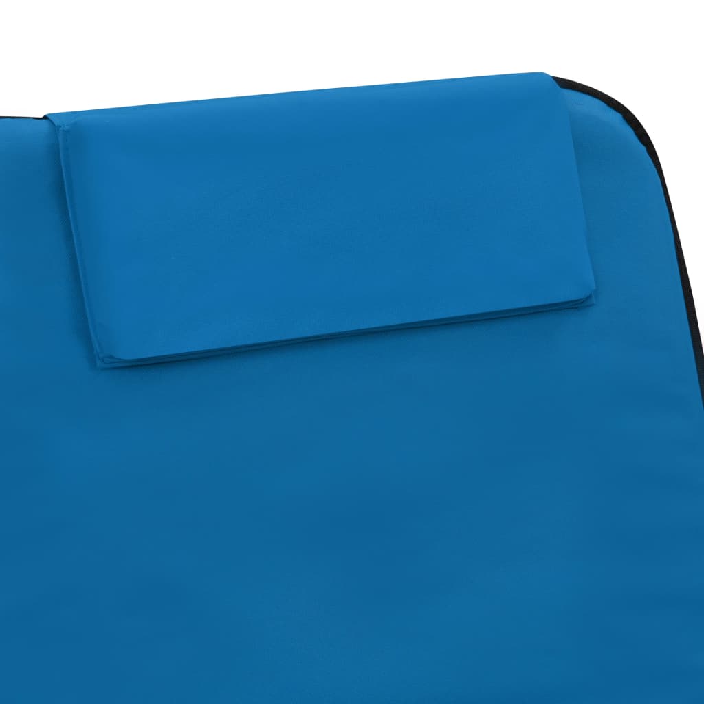 Tapis de plage pliables 2 pcs Acier et tissu BleuChaises longues d'extérieur, meubles de jardin, de piscine, fournitures pour la maison, décoration