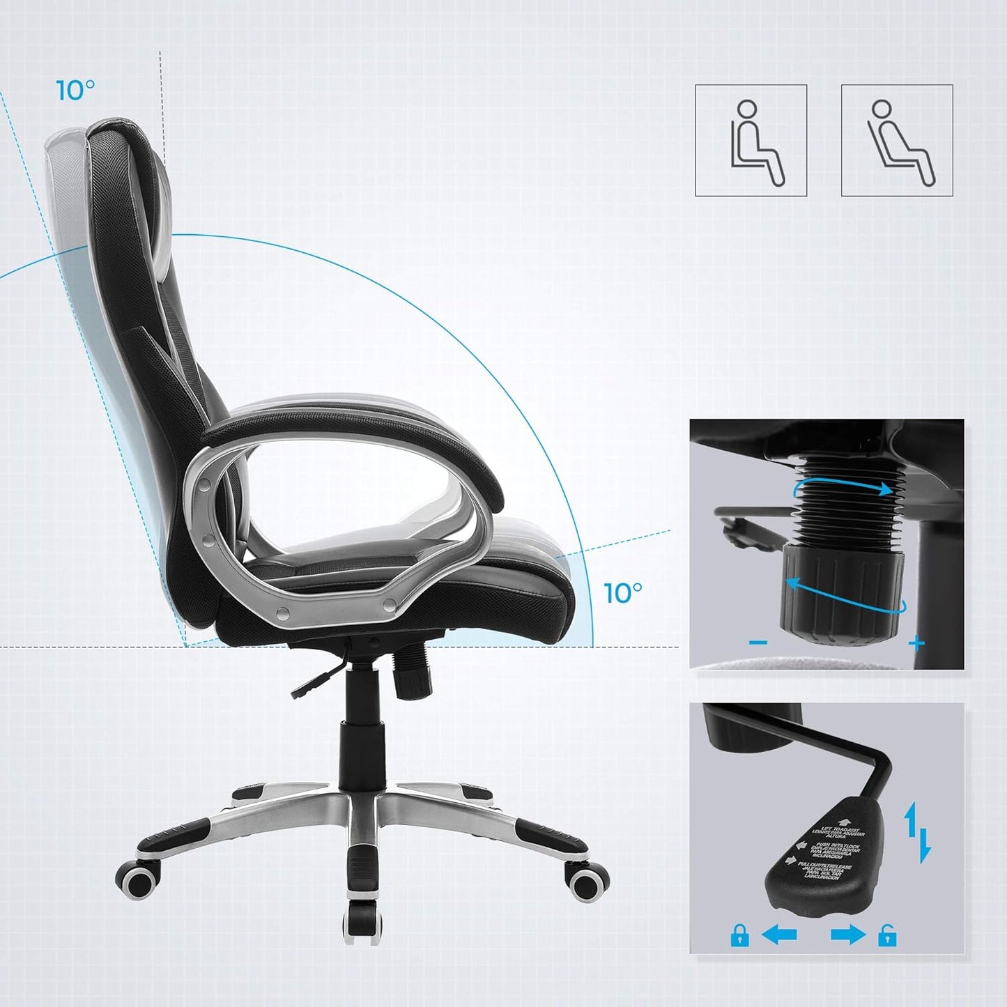Chaise de Bureau Ergonomique SONGMICS – Confort et Style pour Vos Journées de Travail