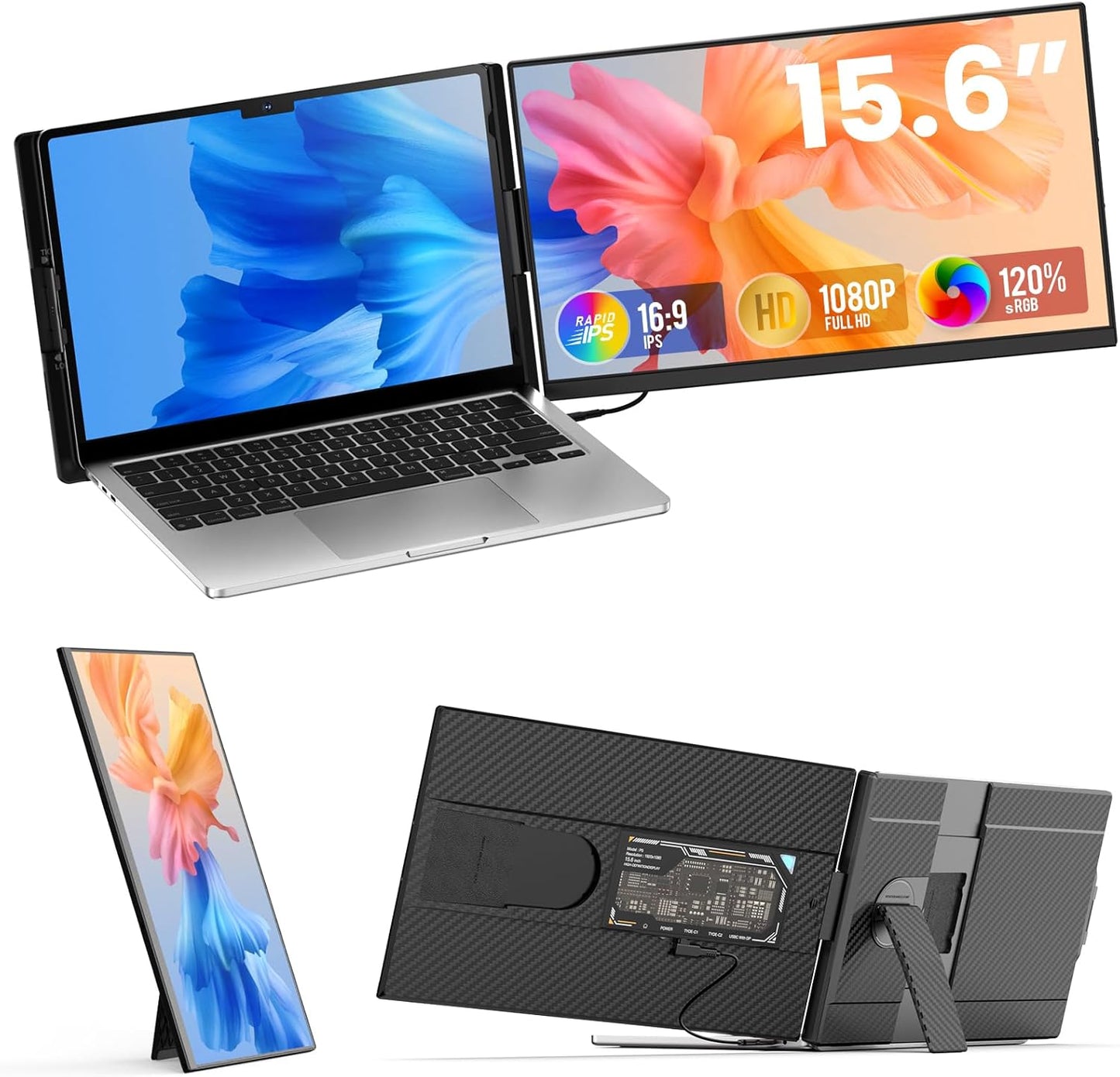 Moniteur Portable 15.6” FHD – 120% sRGB | Extenseur d’Écran Laptop