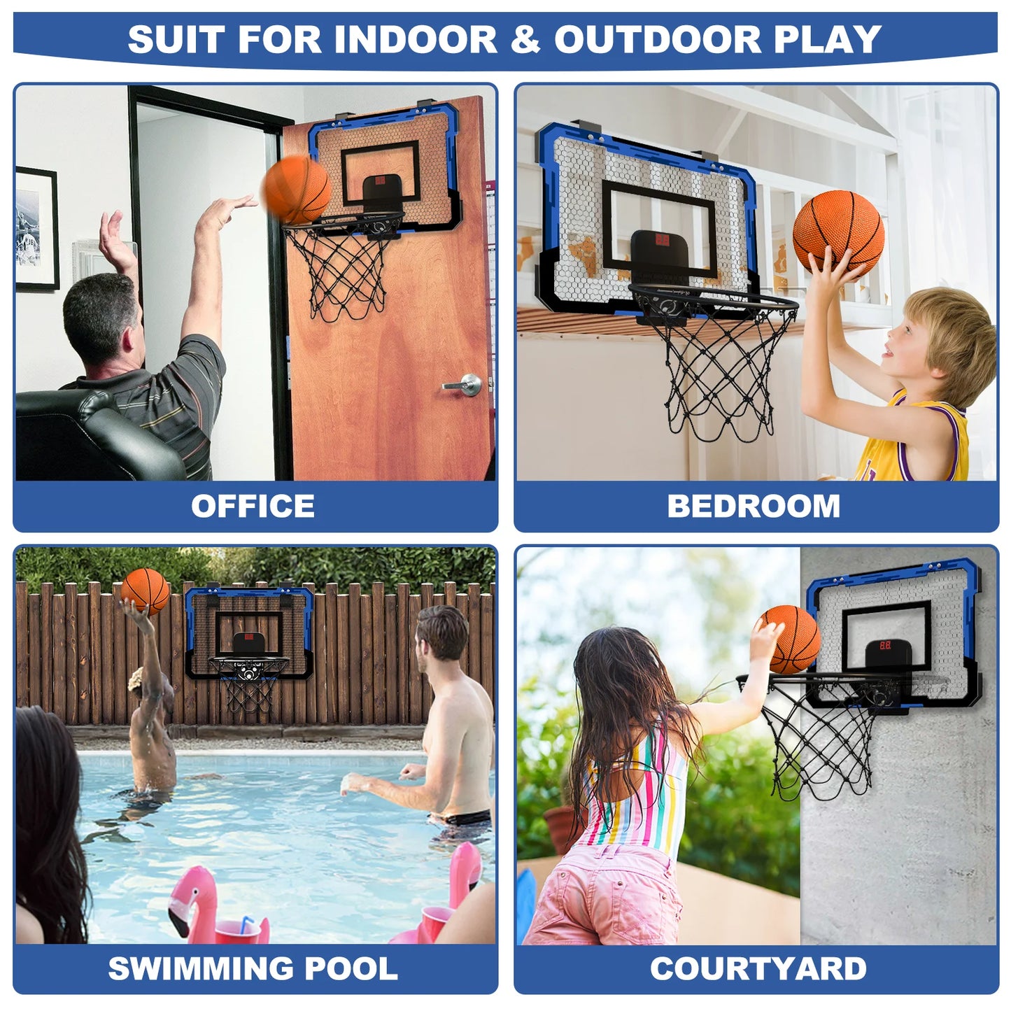 Panier de Basket Mini QDRAGON avec Scoreur Électronique – Un Jeu de Basket Fun et Interactif à l'Intérieur !