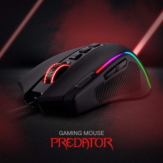 M612 Predator RGB Souris de Jeu - 8000 DPI, 11 Boutons Programmables, 5 Modes Rétroéclairés, Logiciel avec Bouton de Tir Rapide