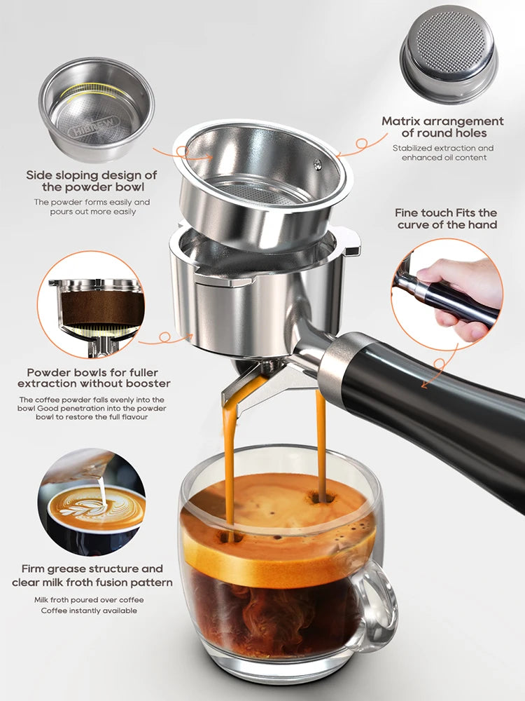 HiBREW H10B – Machine à Expresso Semi-Automatique 20 Bars – Température Réglable – Café Chaud Froid