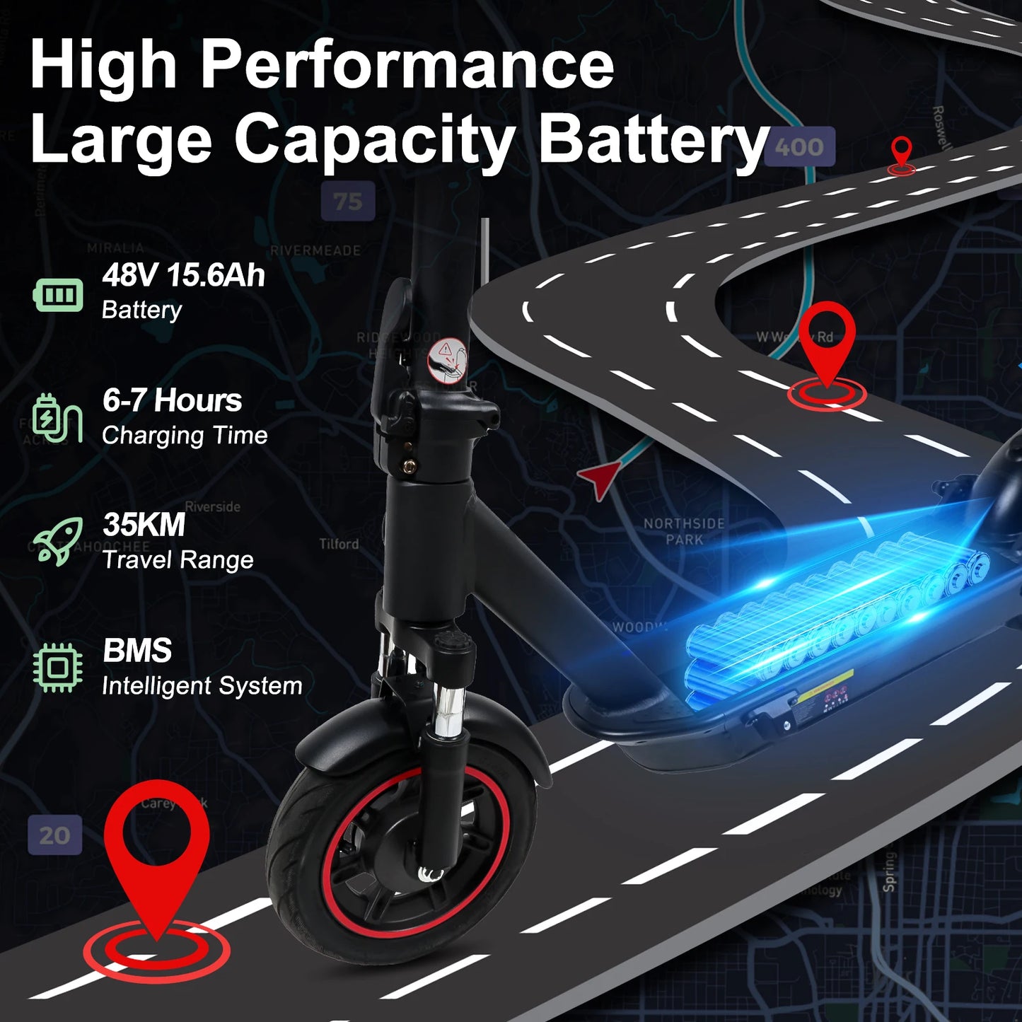 Varstrom 10inch High Performance Large Capacity Electric Scooter with 48V 15.6Ah Battery 500W Folding Scooter UK EU Stock