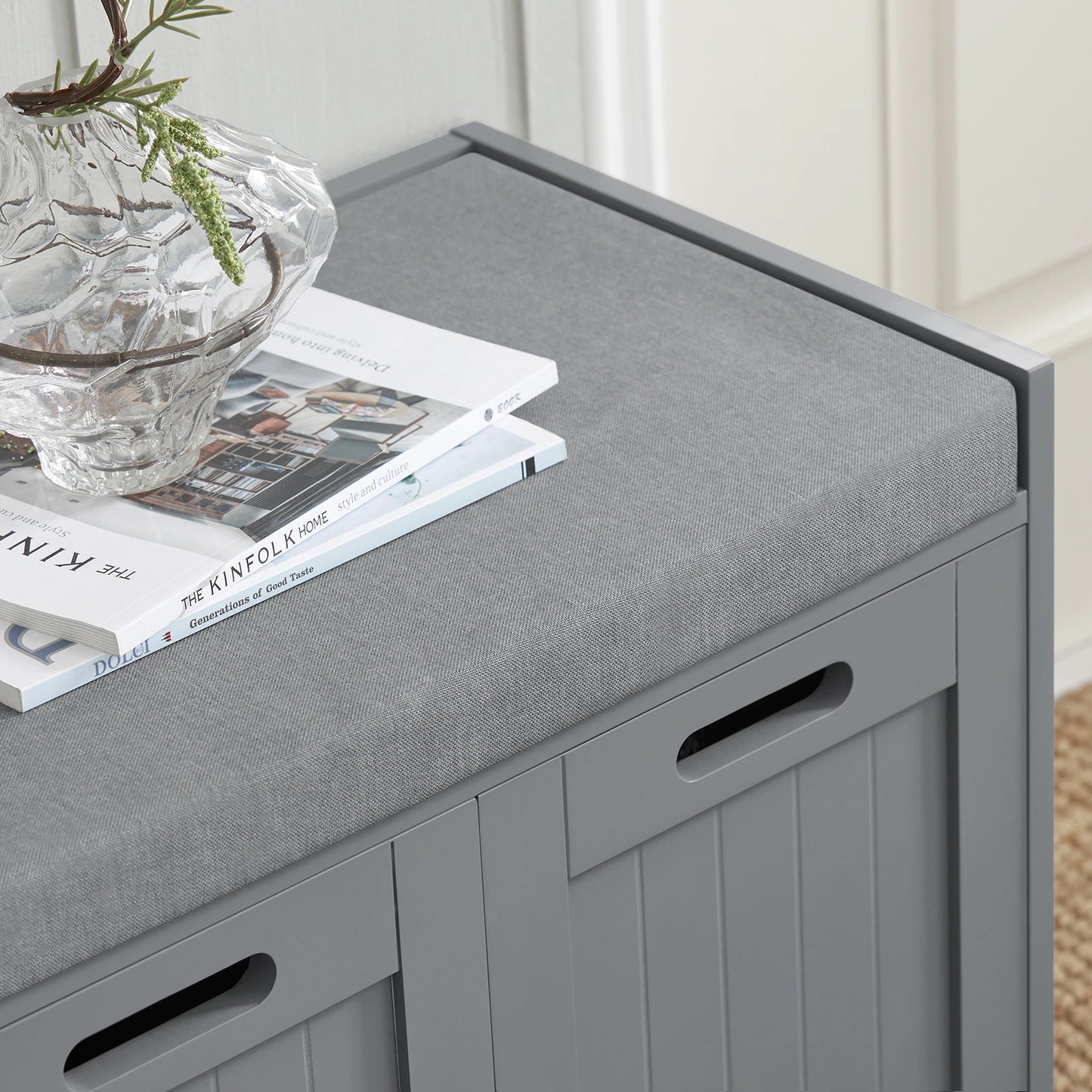 Banc à chaussures SoBuy avec assise et rangement – 2 portes + panier, design moderne et pratique
