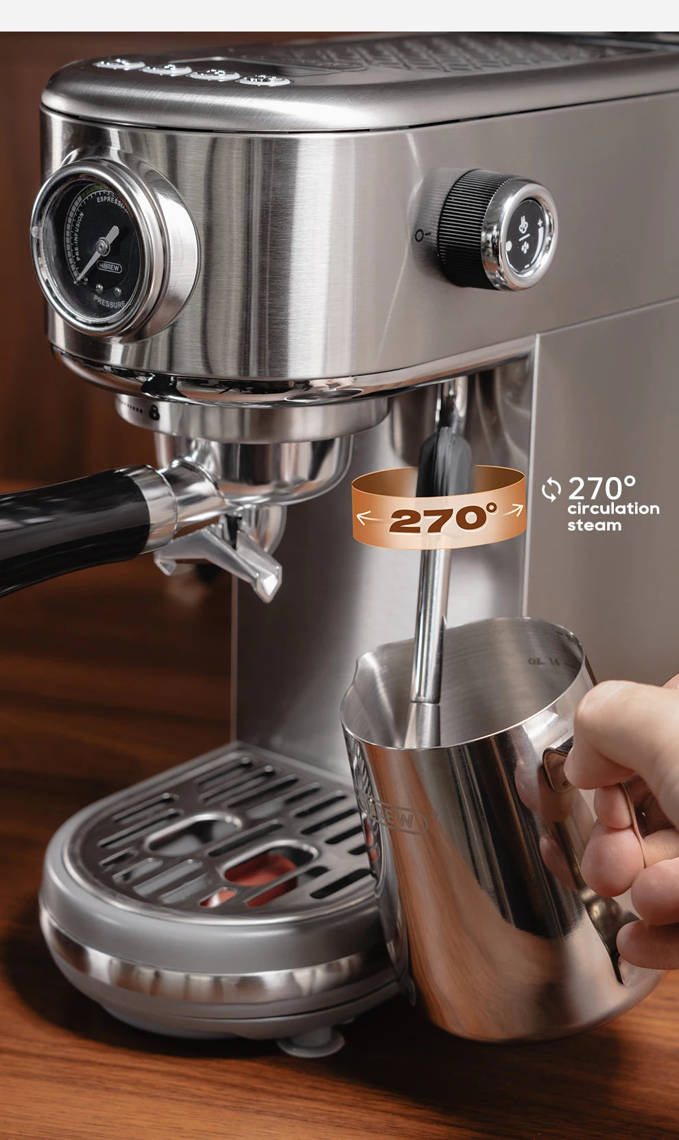 HiBREW H10B – Machine à Expresso Semi-Automatique 20 Bars – Température Réglable – Café Chaud Froid