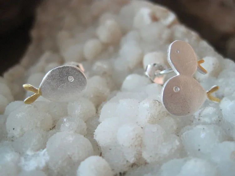 Boucles d'oreilles famille poisson mignon en argent Sterling 925 pour femmes, cadeau hypoallergénique, bijoux en argent Sterling