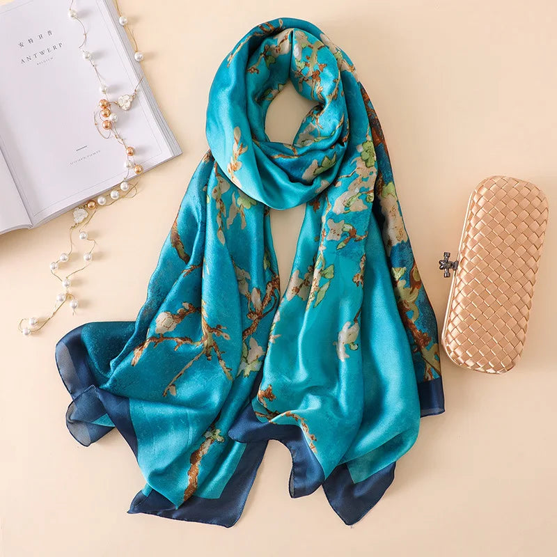 🧣 Foulard en Soie RUNMEIFA – Élégance d’Été & Style Luxe